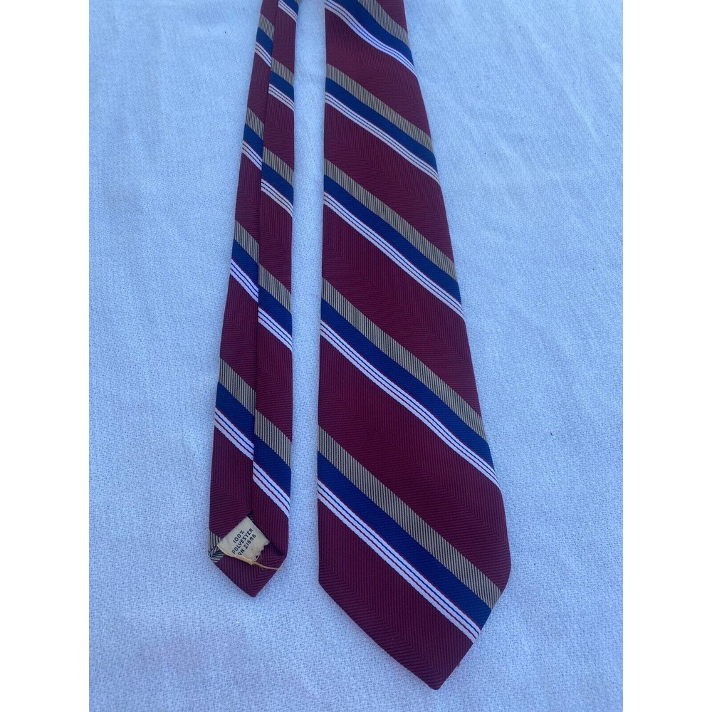 Men's Neck Tie Striped Red Blue White Brown 4" wide Unbranded